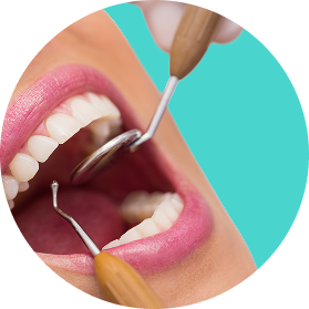 Patient receiving a cosmetic dental examination